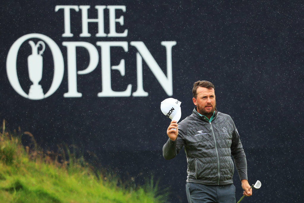 Graeme McDowell acknowledging the crowd in the rain